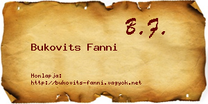 Bukovits Fanni névjegykártya